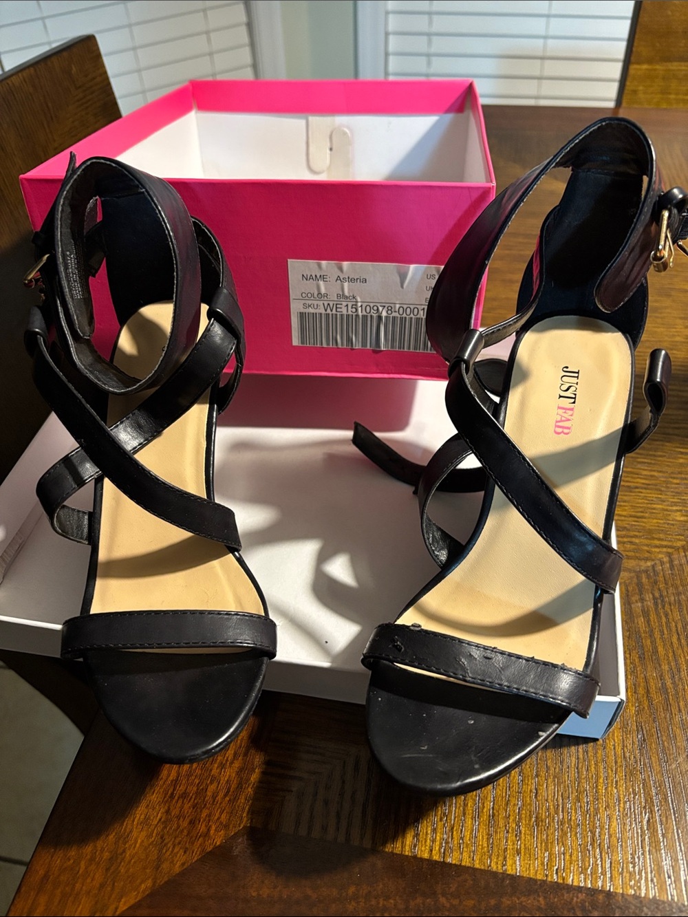 JustFab Black Crisscross Strap High Heel Sandals